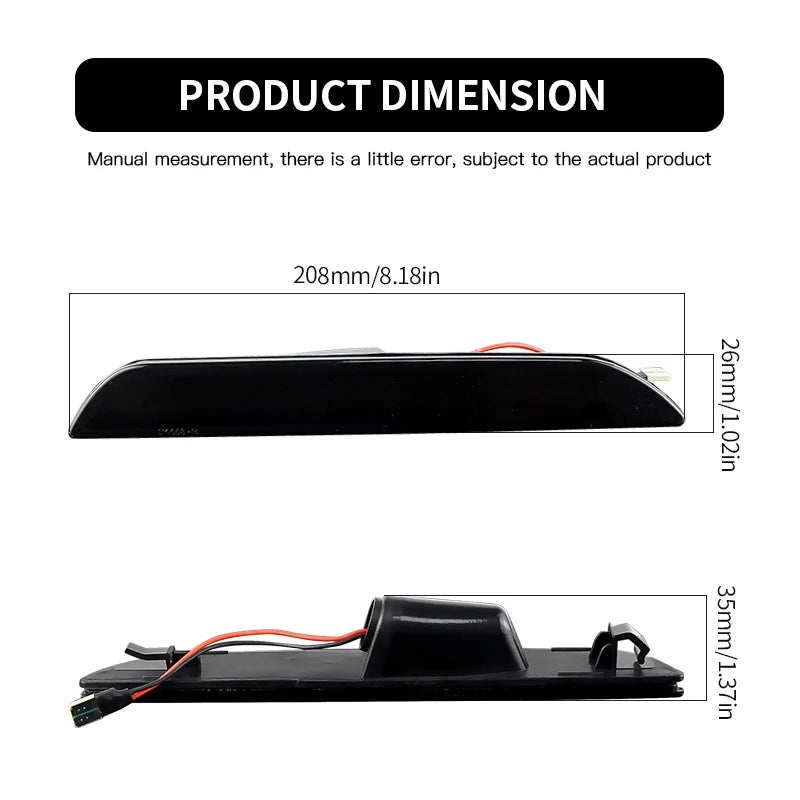 2015-2024 Mustang S550 LED Rear sidemarker lights (SMOKE BLACK with RED LEDs)