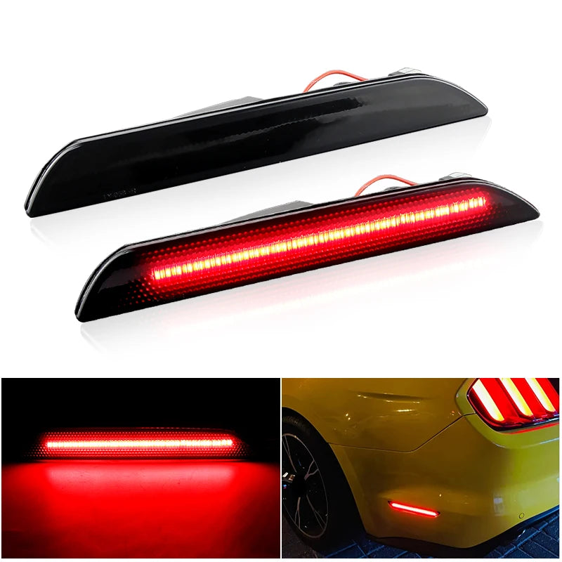 2015-2024 Mustang S550 LED Rear sidemarker lights (SMOKE BLACK with RED LEDs)