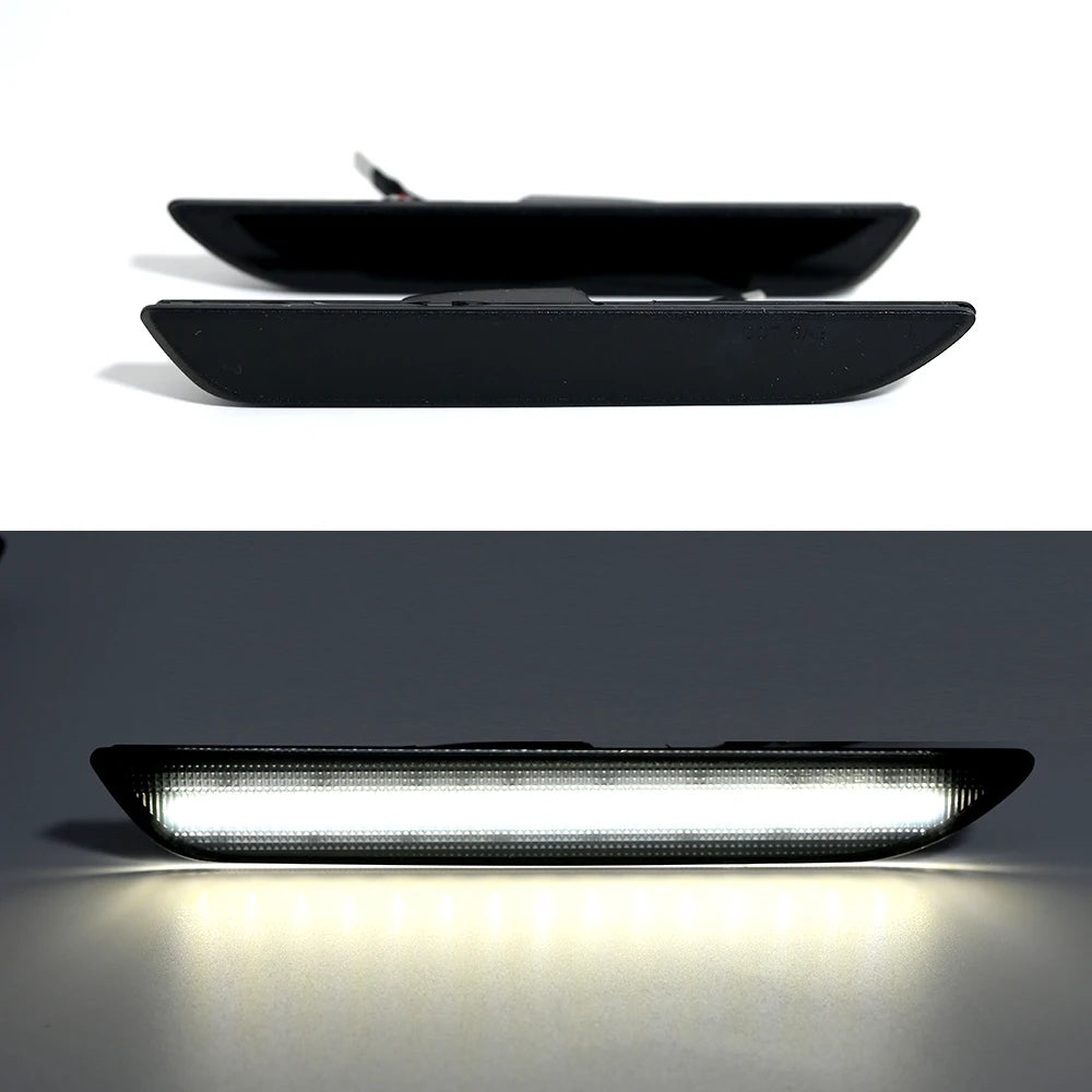 2015-2024 Mustang S550 rear side marker LED lights (SMOKE BLACK LENS, red and white LED)
