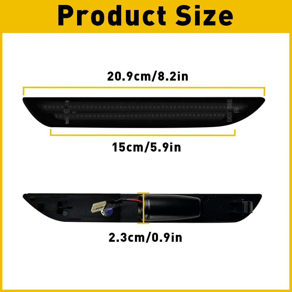 2015-2024 Mustang S550 Side marker LED lights (SMOKE BLACK with RED LEDs) LIMITED TIME ONLY