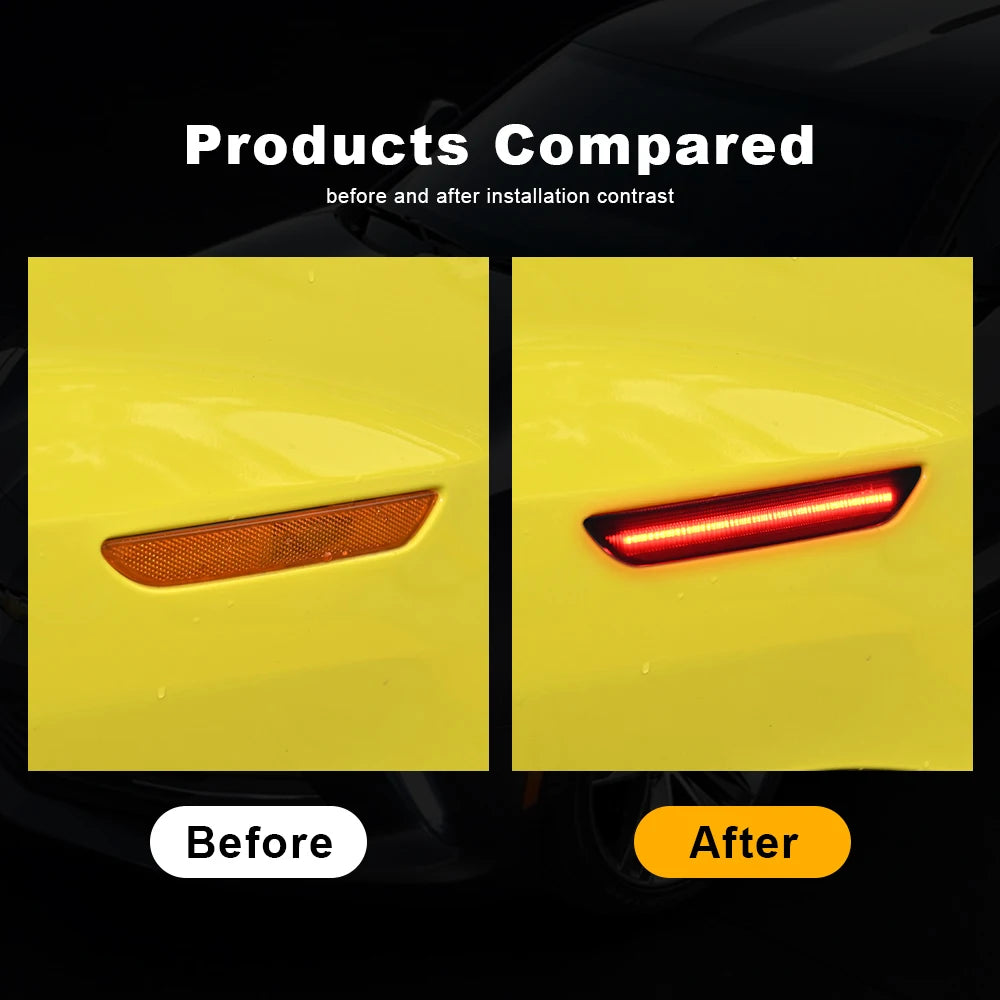 2015-2024 Mustang S550 rear side marker LED lights (SMOKE BLACK LENS, red and white LED)