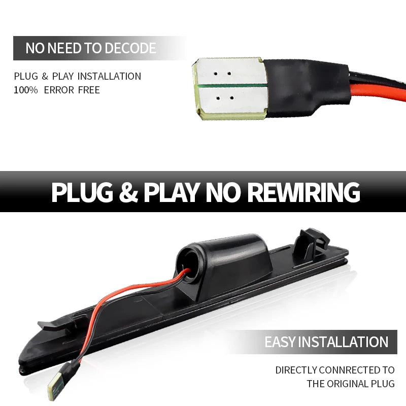 2015-2024 Mustang S550 LED Rear sidemarker lights (SMOKE BLACK with RED LEDs)