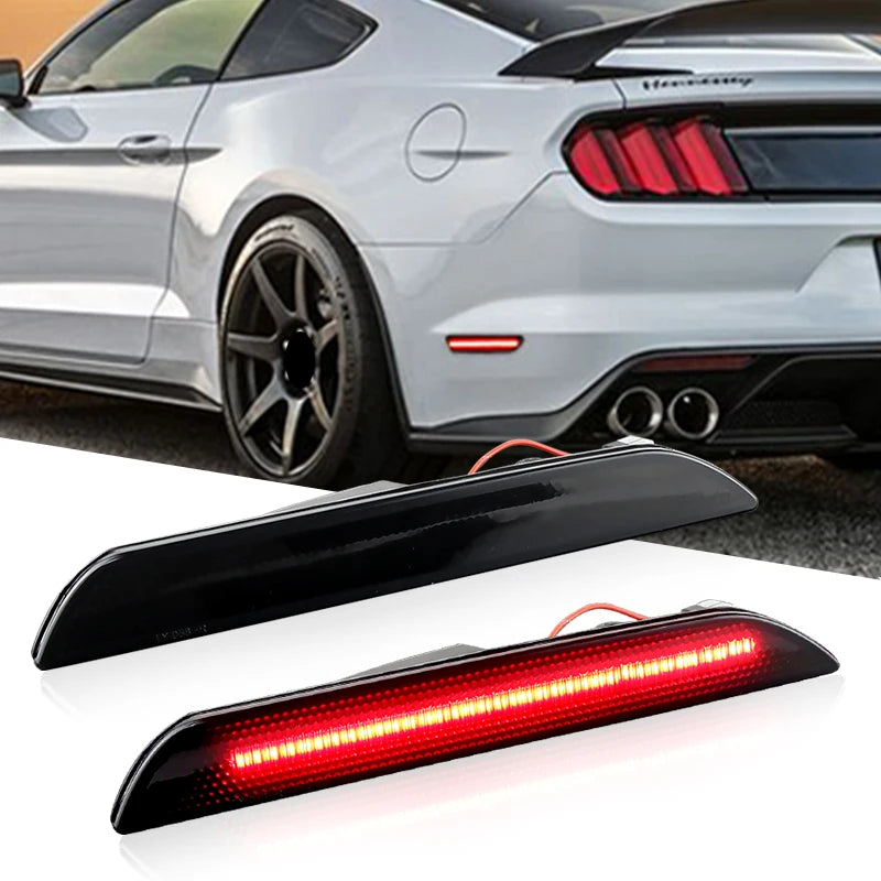 2015-2024 Mustang S550 LED Rear sidemarker lights (SMOKE BLACK with RED LEDs)