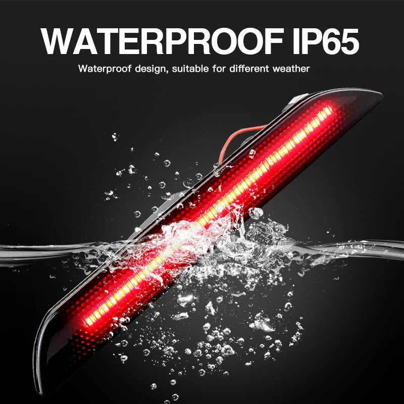 2015-2024 Mustang S550 LED Rear sidemarker lights (SMOKE BLACK with RED LEDs)