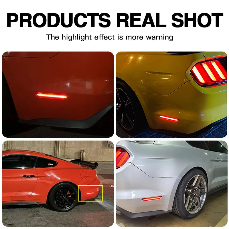 2015-2024 Mustang S550 LED Rear sidemarker lights (SMOKE BLACK with RED LEDs)