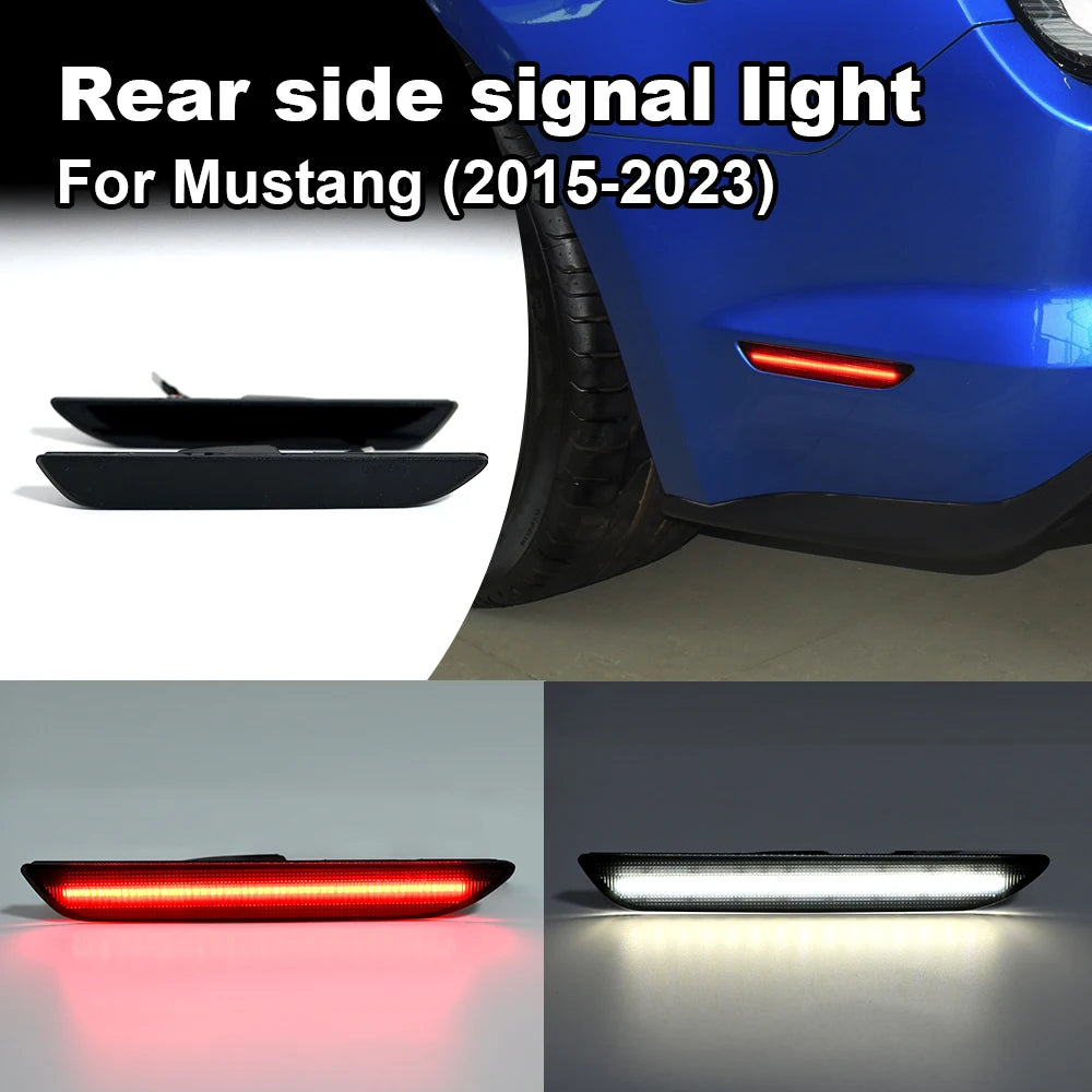 2015-2024 Mustang S550 rear side marker LED lights (SMOKE BLACK LENS, red and white LED)
